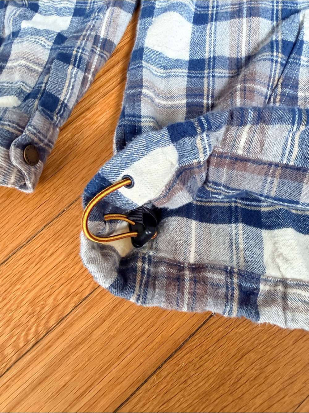 L.L. Bean Blue & Brown Plaid Hooded Shirt - Picture 4 of 10
